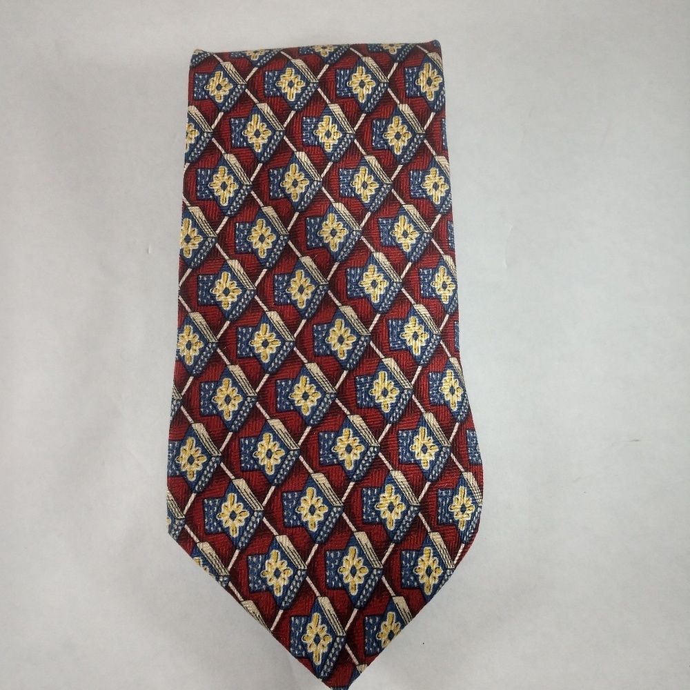 T. Edwards men's silk tie in red, blue and gold